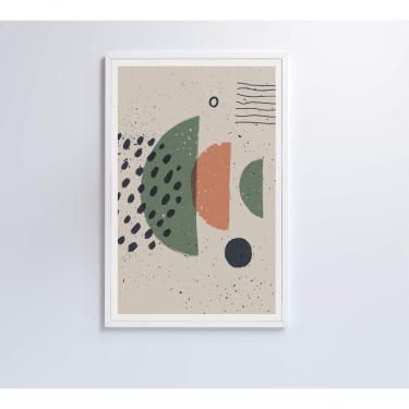 Imagem de Quadro Abstrato Círculo, Pontos E Meia Lua 120x80 Cm Adesivo