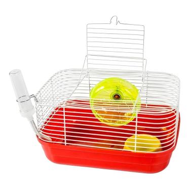 Imagem de Gaiola Para Roedores Hamster Top Star Rodinha Completa Metal Jel Plast Vermelha