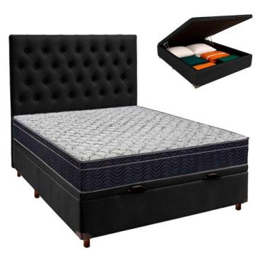 Imagem de Box Bau Preto+Colchão Casal Airtech 150 Ortobom+Cabeceira