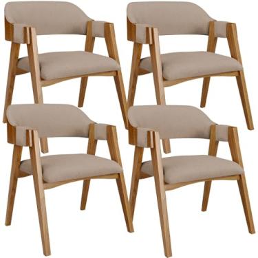 Imagem de Kit 04 Cadeiras Para Sala de Jantar e Estar Living Estofada Suran L02 Linho Bege Escuro - Lyam