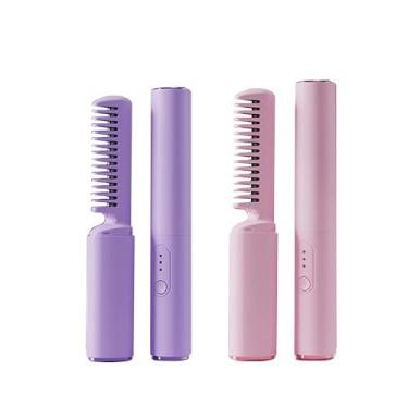 Imagem de Escova Alisadora, Escova de Alisamento Portátil, Bateria de Longa Duração, Recarregável Alisador de Pente Quente, Amigável para, 18,5 * 3,5 Cm(（Edição Regular）Aleatório)