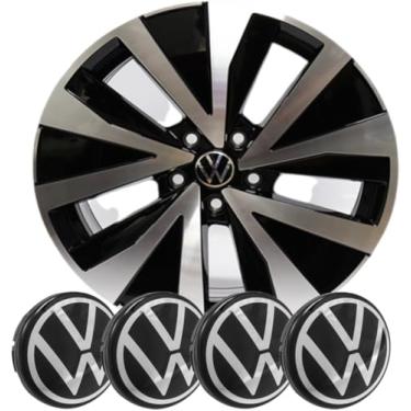 Imagem de Kit 4 Calotinhas Miolo Tampa Centro de Roda Liga Compatível Com Virtus T-Cross NivusTaos