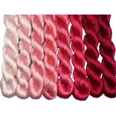 Imagem de RUSHIGUAN 100% pura natureza amoreira fio de seda acessório de joias flores artificiais ponto cruz bordado fio diy kits de costura 8 cores gradientes 110 m cada (11)