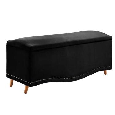 Imagem de Calçadeira Sapateira Baú Holanda 195cm De Largura Veludo Star Confort Preto