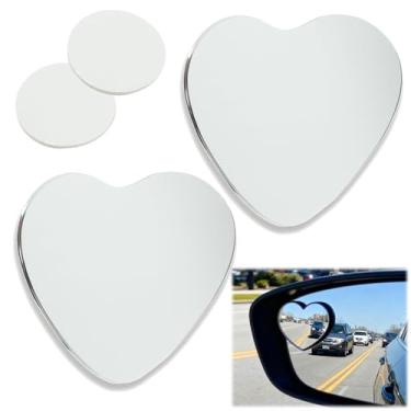 Imagem de Nextpal 2 peças de espelho de ponto cego de coração, espelho retrovisor convexo grande angular ajustável para carro com design em forma de coração, acessórios universais para carros adequados para