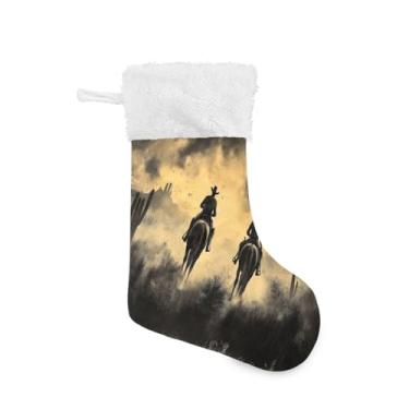 Imagem de Blueangle Pacote com 2 meias de Natal de caubói do oeste americano de 17,7 polegadas para decorações de festas de fim de ano, suportes de presente e meias (78)
