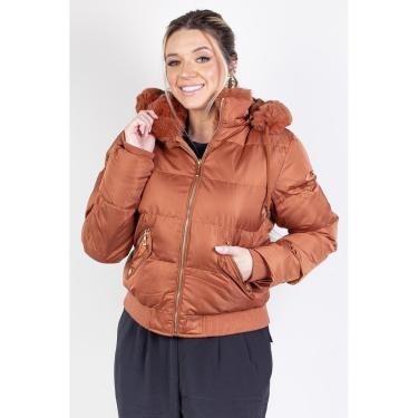 Imagem de Jaqueta feminina de nylon curta com capuz removível 84115-Feminino