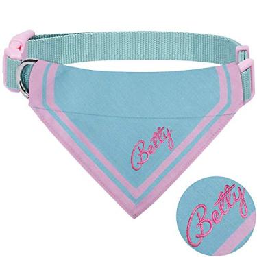Imagem de Blueberry Pet Coleira bandana de algodão personalizada para cães, deslumbrante triângulo moderno, médio, bandana personalizada para cães médios bordada com nome de animal de estimação