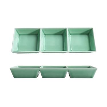 Imagem de prato de lanche 1 peça celadon mistura prato casa comercial tigela de molho churrasco distribuído mergulho lanche tigela de sopa(Green)