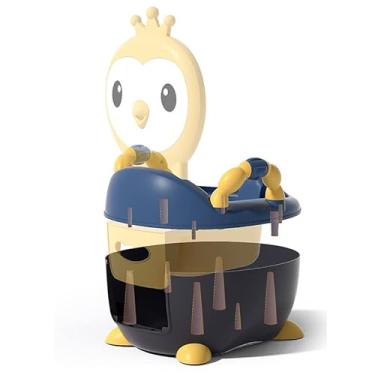 Imagem de Generic Assento Sanitário Infantil, Atraente, Elegante, Com Almofada Pu, Gaveta, Vaso Sanitário para Banheiro, Assento para Treinamento de bebê, Penico para bebê (Amarelo e Azul)