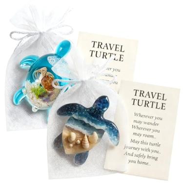 Imagem de Frstem 2 PCS Pocket Travel Turtle Hug Gift - Mini Sea Turtle Pocket Hug Token with Inspirational Cards Meaningful Emotional Cute Animal Support Gift for Friends, Family, Coworkers