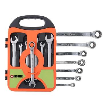 Imagem de Chave Combinada Catraca Jogo De Chaves Com 7 Peças De Aço 08