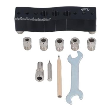 Imagem de Garosa Gabarito de Cavilha de Perfuração de Centralização, Perfurador de Guia de Broca de Cavilha de Madeira de Liga de Alumínio Com Design 6 Em 1, Gabarito de Espiga Autocentrante Preciso para