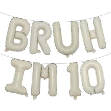 Imagem de Bruh Its My Birthday Decorations, Happy 10th Birthday Decoration Boy Bruh Im Ten 10 Balões, balões multicoloridos para festa Boy Bruh Im Ten (BRUH IM 10 Cream)