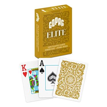 Imagem de Copag Elite 100% Plastic Playing Cards, Poker Size Jumbo Index Single Deck (Gold)