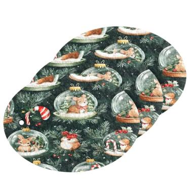 Imagem de Wassud Esponja de polpa de madeira de globo de neve em aquarela para pratos, pacote com 3 esponjas de cozinha para limpeza, esfregão resistente para panelas antiaderentes pia banheiro, suprimentos de