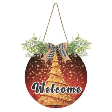 Imagem de YETTASBIN Placa de boas-vindas para árvore de Natal, placa de parede à prova d'água, guirlanda decorativa de alpendre para inauguração de casa, quintal, jardim, decoração de férias, 30 x 30 cm