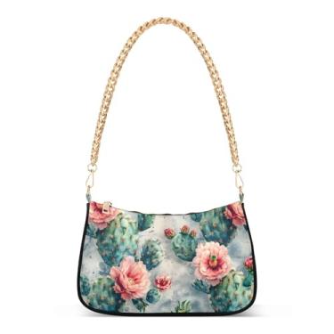 Imagem de CEBUGI Bolsas transversais femininas bolsa de ombro bolsa de mão de cacto elegante bolsa clutch com alça de corrente