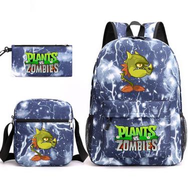 Imagem de Conjunto de mochilas escolares Plants Zombies Snapdragons Kids 3 unidades
