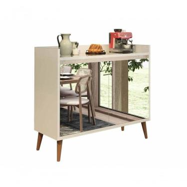 Imagem de Buffet Aparador Retrô Com Espelho Clássico 2 Portas Off White - Moveisaqui