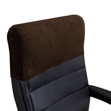 Imagem de Buenanir Capa elástica para encosto de cabeça para cadeira de escritório, protetor de veludo para cadeiras de escritório, encosto de cabeça para cadeiras de computador com encosto alto, móveis