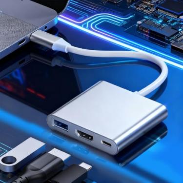 Imagem de Adaptador USB C para HDMI, hub USB-C 4K com PD de 100 W, porta USB 3.0, conversor AV digital multiportas tipo C para HDMI para USBC, compatível com Mac Book Pro/Air, iPad, tablets, interruptor, TV