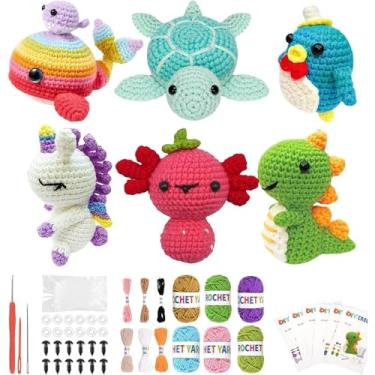 Imagem de Kit de crochê para iniciantes, kit de crochê para crianças iniciantes com tutorial em vídeo ponto a ponto, artesanato para adultos com fio de agulhas de crochê - presente de tricô para mulheres