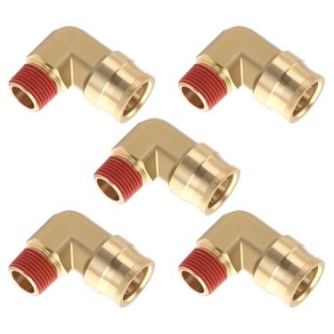 Imagem de HASAOMOI 5 peças de tubo de 3/20.3 cm OD x 3/20.3 cm NPT Conexões de conexão de rosca latão 90 graus União Cotovelo aprovado DOT, kit de suspensão a ar adaptador de linha de ar para reboques de