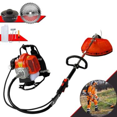 Imagem de Roçadeira Costal Multifunções Terra GRC-430 2 Tempos 43cc 1,7HP de Potência Cortador de Grama Com Cabeçote de Nylon + Lâmina 40 Dentes de Vídea