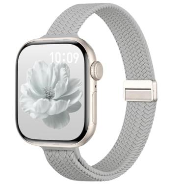 Imagem de Pulseira magnética fina elástica compatível com Apple Watch séries 11, 10, 9, 8, 7, 6, 5, 4, 3, SE 2 de 40 mm, 41 mm, 42 mm, 38 mm, 44 mm, 45 mm, 46 mm