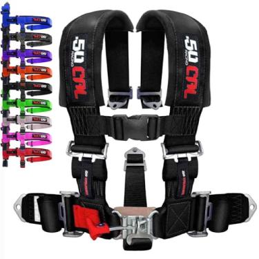 Imagem de Arreio de corrida de 5 pontos com cintas pretas de 7,6 cm para carros, caminhões, veículos UTV e off-road [6001]