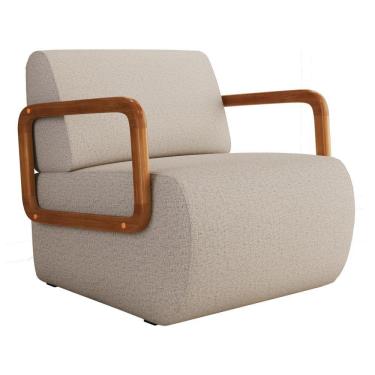 Imagem de Kit 02 Poltronas Decorativas Orgânica Living Kavya Linho Bege - Desk Design