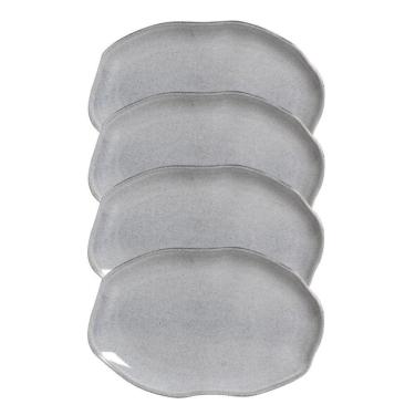 Imagem de Conjunto Com 04 Travessas Oval Rasa Média 30x20 Cm Orgânico Dust Porto Brasil