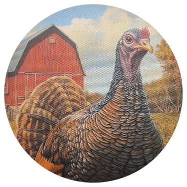 Imagem de Jogo americano Farm Turkey Harvest de 38 cm, jogo americano para mesa de pátio, jogo americano lavável de PVC, conjunto de 1