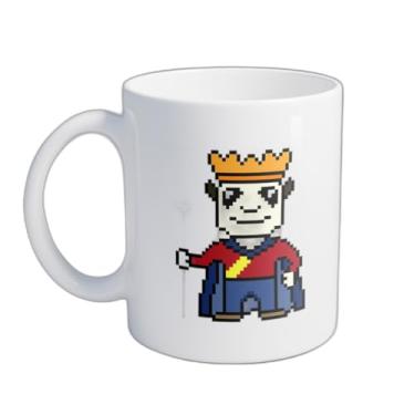 Imagem de Caneca Xícara de Café Porcelana Rei Panda Pixel Art 300ml