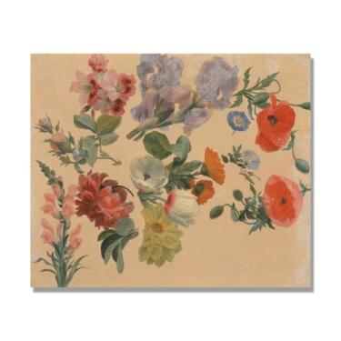 Imagem de NHLDZYH Arte floral vintage natureza morta, pintura botânica clássica, decoração de casa quente para sala de estar e sala de jantar. A16. Apenas tela de 70 x 84 cm - 27,5 x 33,1 pol