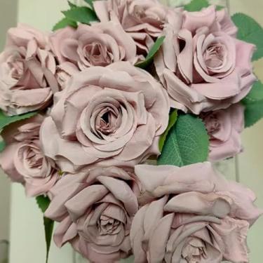 Imagem de Rosa de Diamante Artificial com 9 Flores Grandes – Buquê de Seda para Casamento e Decoração(4,DouSha Rosa Claro)