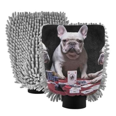 Imagem de ODAWA Luvas de lavagem de carro de microfibra chenille, luvas de lavagem de carro de canhão de espuma para cães, 18 x 26 cm (pacote com 2)