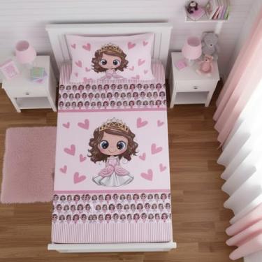 Imagem de Jogo de Lençol Solteiro 2 peças Lençol Elástico com Fronha Estampada Amiguinhas