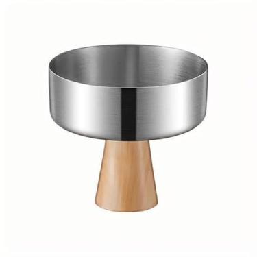 Imagem de Tigelas de sorvete de aço inoxidável, copo de sobremesa de 10 cm com pé alto para salada, frutas, lanches, pudim, doces