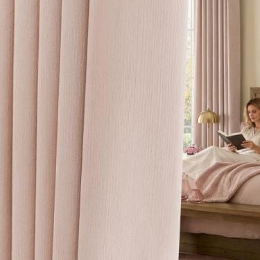 Imagem de jinchan Cortinas blackout de chenille 277 cm de comprimento, 2 painéis, rosa claro, cortinas traseiras para quarto de meninas, berçário, redução de ruído, cortinas de sala de estar com isolamento