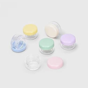 Imagem de Embalagem com 4 recipientes de amostra de plástico transparente com tampas – Frascos recarregáveis de viagem à prova de vazamento para loção, cuidados com a pele, cosméticos | Mini frascos de