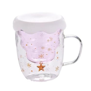 Imagem de SiaBiced Natal, Café, Bebida Elegante, Chá, Bebidas, Copo de Vidro de Parede Dupla para Mãe, Casa, Festa, Rosa, Tamanho real