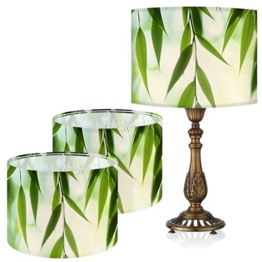 Imagem de Abajur de mesa, 33 cm L x 25 cm A impressão HD geométrico floral deixa abajur de mármore, abajures, decoração moderna para abajur de mesa e chão (folhas de bambu)