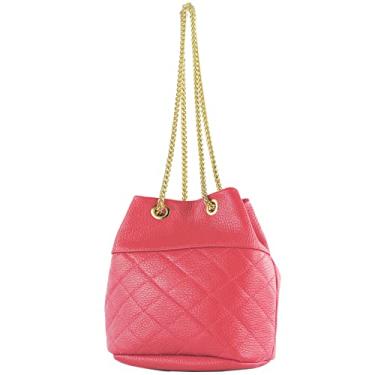 Imagem de modamoda de T245/T246 Bolsa feminina de couro italiano, fecho de corrente dourada, 20 x 14 cm, Goma de bolha/couro, Small