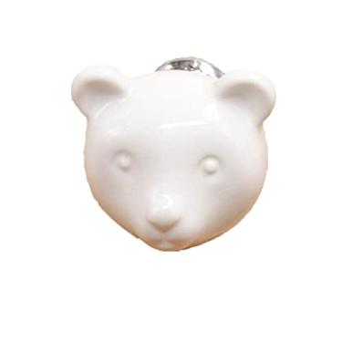 Imagem de Maçaneta da porta do urso de cerâmica Puxador de gaveta elegante estilo europeu Hardware de liga de zinco para armários Roupeiros Móveis Branco Cinza Vermelho Rosa Amarelo Verde (Branca)