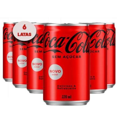 Imagem de Refrigerante Coca Cola Sem Açucar Lata 220Ml ( 6 Latas ) - Coca-cola
