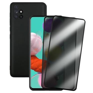 Imagem de Kit 2 Películas de Privacidade Anti Espião + Capa Preta para Samsung Galaxy A51, Vidro Temperado 3D