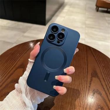 Imagem de Capa de carregamento sem fio magnética fosca para iPhone 16e 15 14 13 11 12 17 Pro Max com proteção de lente de vidro e capa macia