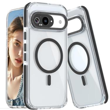 Imagem de Ysnzaq Capa transparente para Google Pixel 10 Pro XL, [antiamarelamento][proteção contra quedas de grau militar] Capa protetora magnética forte à prova de choque para Google 10 Pro XL, XC, preto